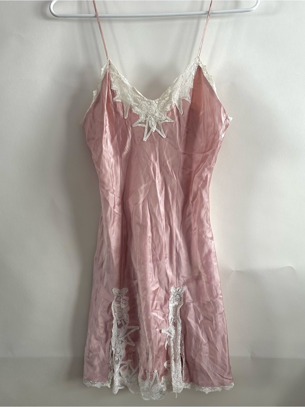 Vintage Victoria’s Secret Gold Label 100% Silk Slip Dress Pink Lace S